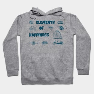 Vintage Bike Elements  with pedal, crank and bell. Elements of Happiness, enjoy your ride. Hoodie